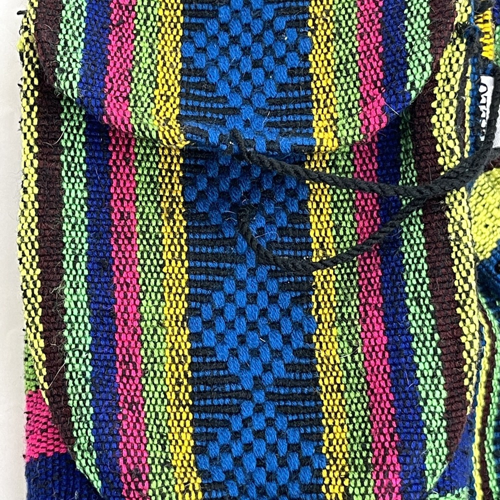 JAMAICA RASTA STYLE‎ Mexican Backpack Boho Colorful Woven Baja Bag Aztec - Picture 9 of 11